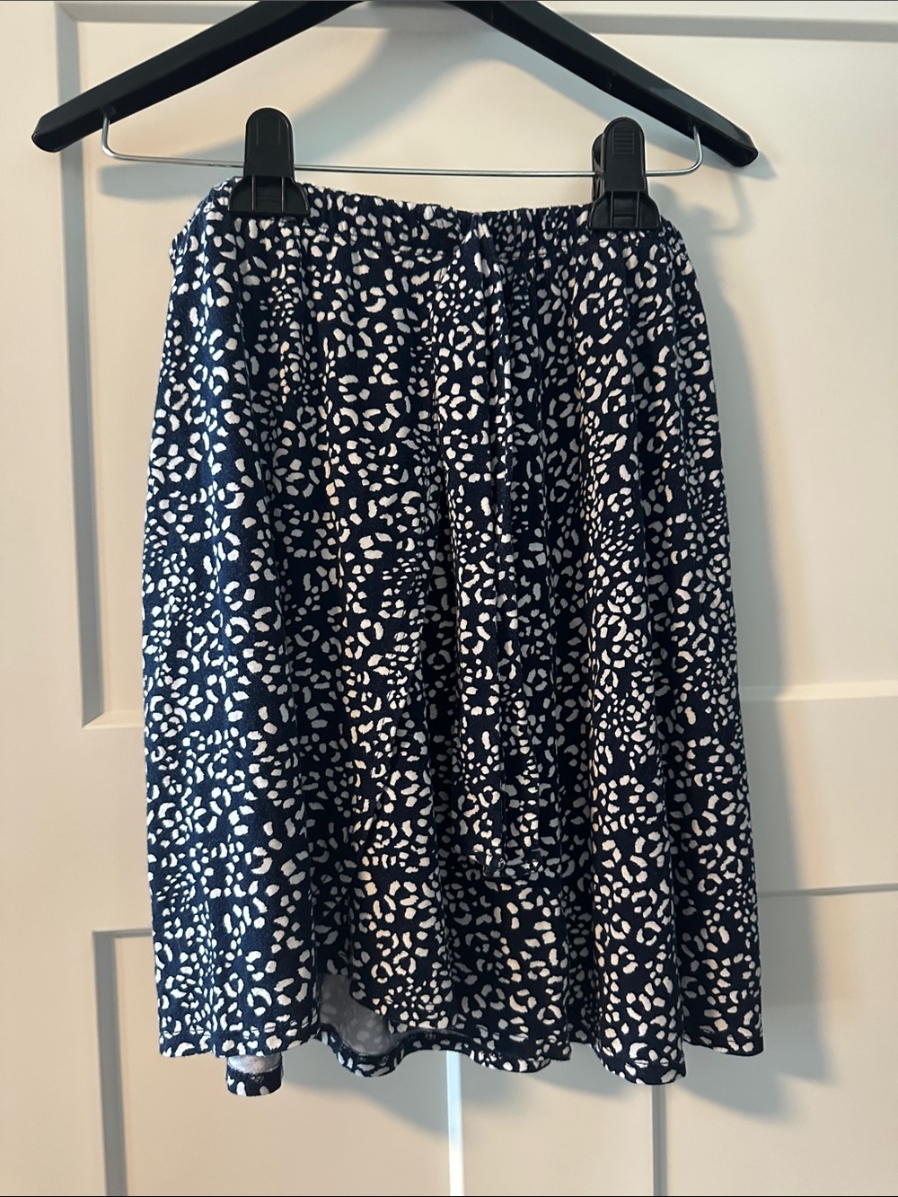 Loveappella Navy and White Printed Skater Skirt